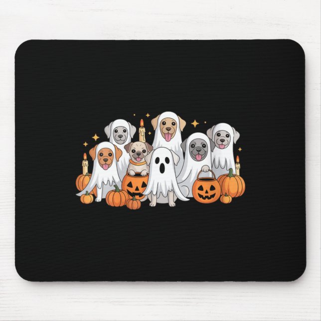 Womens Cute Dog Dressed As Ghost Funny Dog Mouse Mat (Front)