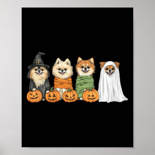 Womens Cute Fall Pomeranian Dog Owner Halloween Poster