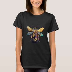 Womens Cute Flower Bee on summer Floral Bee T-Shirt