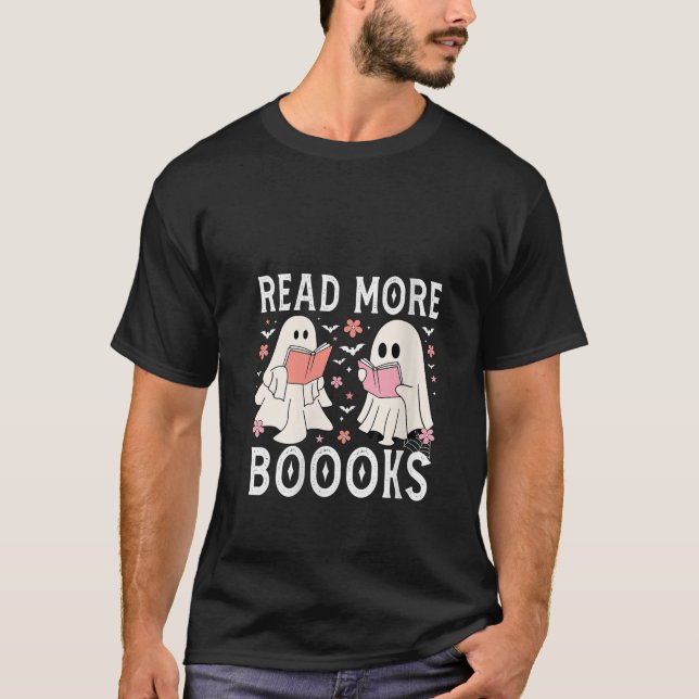 Womens Cute Ghosts Books Read More Boooks Funny Te T-Shirt (Front)