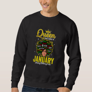 Womens Cute Girls Women Queen Was Born In January Sweatshirt