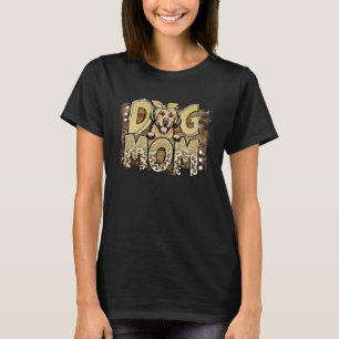 Womens Cute Golden Retriever Mom Leopard Dog Moth T-Shirt