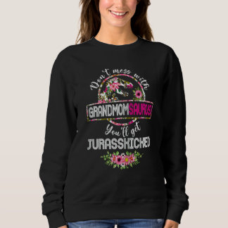 Womens Cute Grandmomsaurus Dinosaur Rex Flowers Mo Sweatshirt