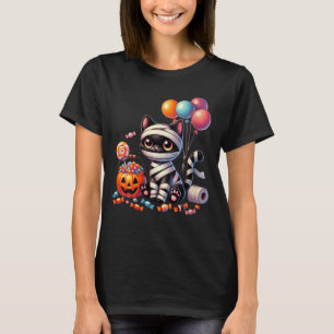 Womens Cute Halloween Black Cat Pumpkin Trick Or T-Shirt