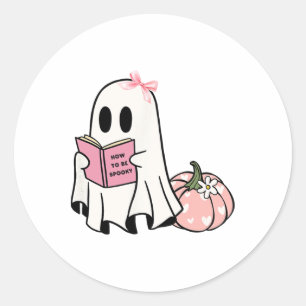 Womens Cute Halloween How To Be Spooky Ghost Pumpk Classic Round Sticker