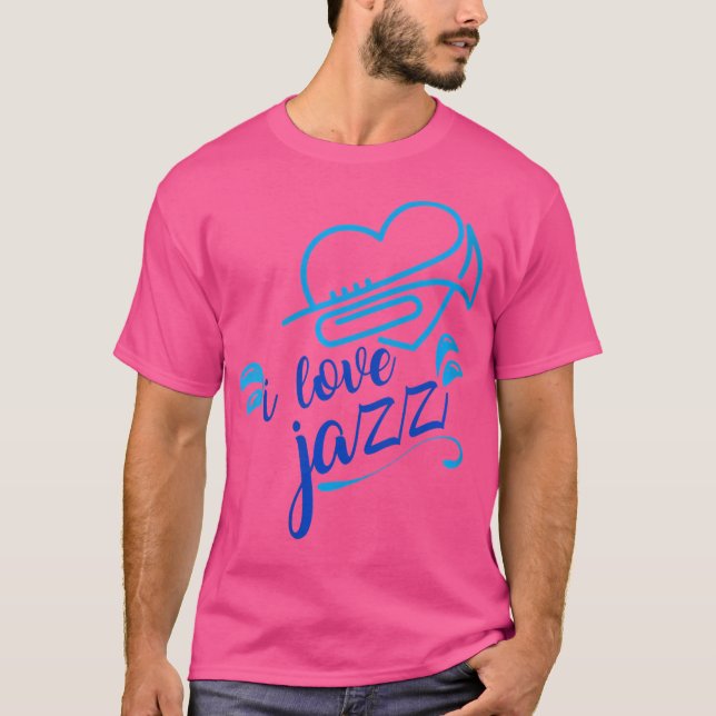 Womens Cute I Love Jazz Heart Trumpet Jazz Music L T-Shirt (Front)