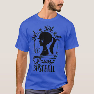 Womens Cute Just A Girl Who Loves Baseball Game Fu T-Shirt