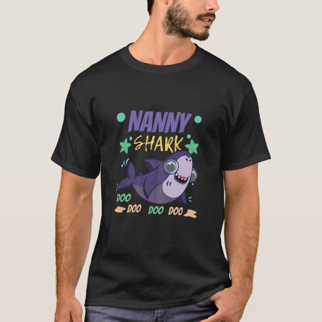Womens Cute Kawaii Shark Nanny Grandmom Mama Mummy T-Shirt (Front)