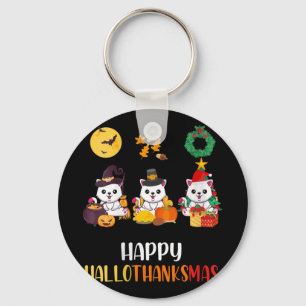 Womens Cute Kitten Halloween Cat Christmas Happy H Key Ring