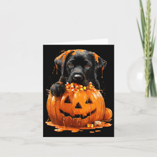 Womens Cute Labrador Dripping Pumpkin Candy Corn Card