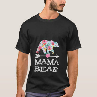 Womens Cute Mama Bear Flowers Mother s Day Family  T-Shirt
