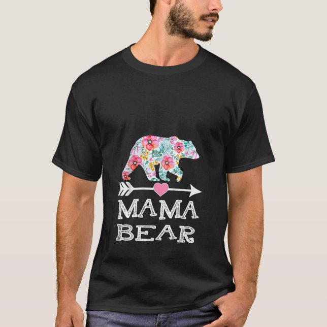Womens Cute Mama Bear Flowers Mother s Day Family  T-Shirt (Front)
