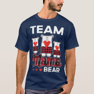 Womens Cute Mama Bear Heart Buffalo Red Plaid Mum T-Shirt
