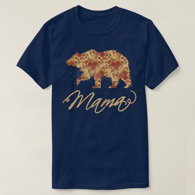 Womens Cute Mama Bear Rose Flowers Mum Mama Mummy  T-Shirt (Design Front)