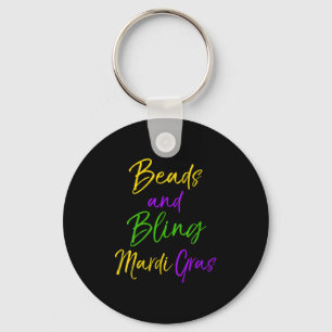 Womens Cute Mardi Gras Party Quote Gift Beads And Key Ring