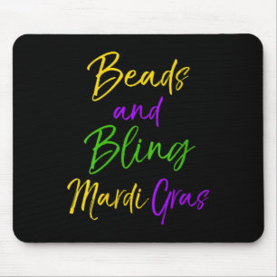 Womens Cute Mardi Gras Party Quote Gift Beads And  Mouse Mat