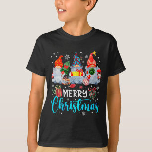 Womens Cute Merry Christmas Gnome Snowflakes Xmas T-Shirt