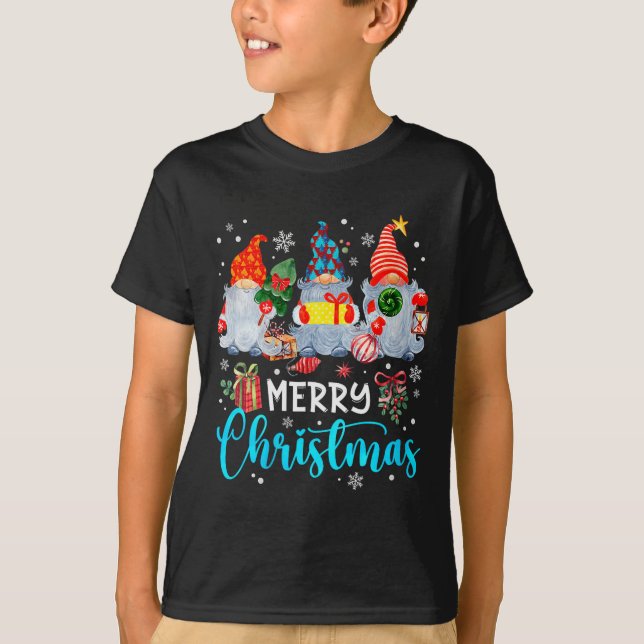 Womens Cute Merry Christmas Gnome Snowflakes Xmas  T-Shirt (Front)