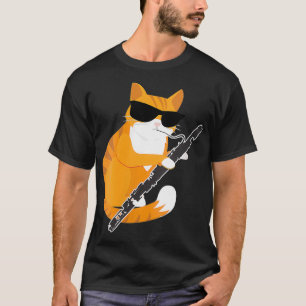 Womens Cute Music Cat Sunglasses Musical Instrumen T-Shirt