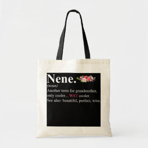 womens cute nene definition grandma floral flower tote bag