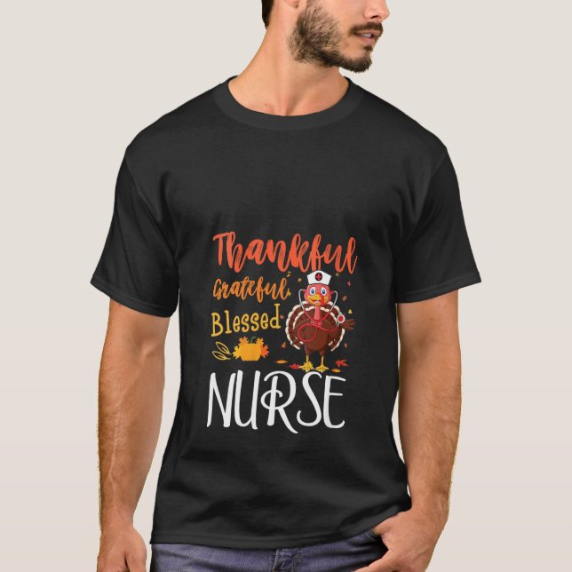 Womens Cute Nurse Turkey Doctor Thankful Blessed H T-Shirt (Front)
