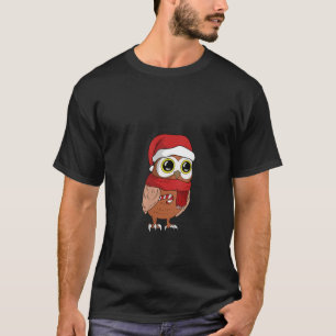 Womens Cute Owl Santa Christmas Gift with Christma T-Shirt