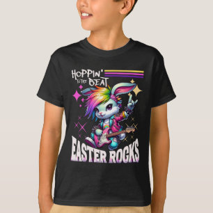 Women's Cute Punk Rocking Bunny Hopping Rabbit Eas T-Shirt