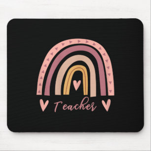 Womens Cute Rainbow Love Teaching Back To School T Mouse Mat