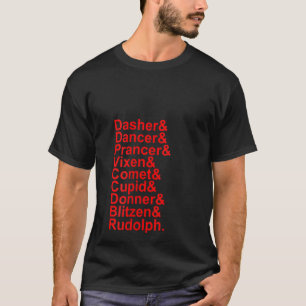 Womens Cute Reindeer Names Helvetica List Christma T-Shirt