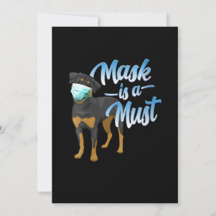 Womens Cute Rottweiler Dog with Mask - Wear a Face Announcement