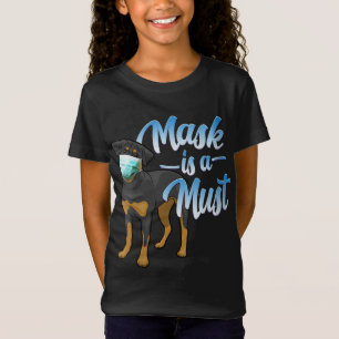 Womens Cute Rottweiler Dog with Mask - Wear a Face T-Shirt