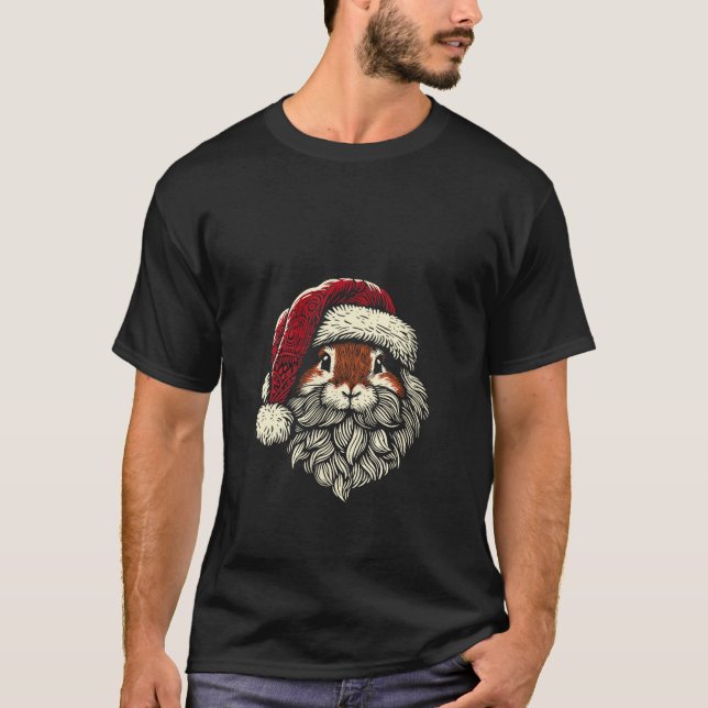 Womens Cute Santa Claus Rabbit Lop Bunny Christmas T-Shirt (Front)