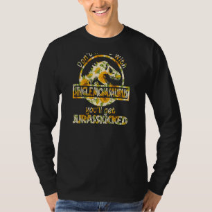 Womens Cute Single Momsaurus Dinosaur Rex Sunflowe T-Shirt