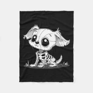 Womens Cute Spooky Skeleton Dog - Halloween Puppy Fleece Blanket