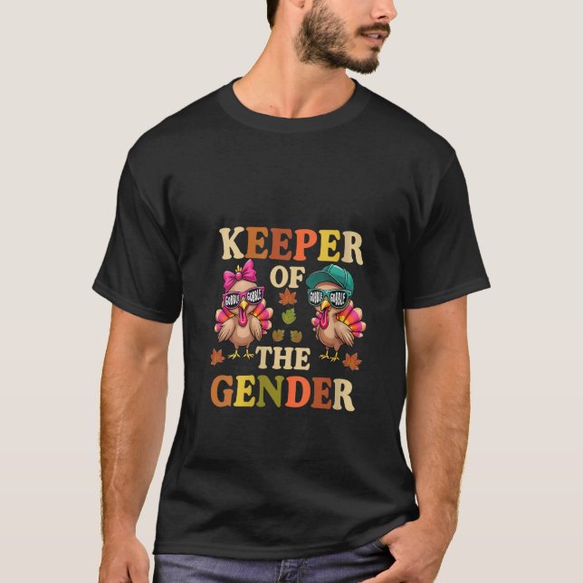 Womens Cute Turkeys Keeper of The Gender Reveal Ba T-Shirt (Front)