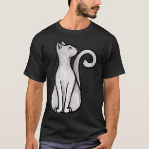 Womens Cute White Cat Art White Kitty VNeck  T-Shirt