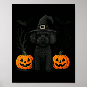 Womens Cute Witchy Black Poodle Dog Halloween Poster