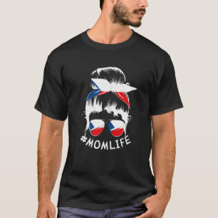 Womens Czech Republic Flag Mum Life T-Shirt