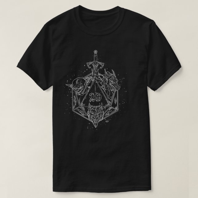 Womens D20 Art  Dungeon Crawler  Dragon Master  RP T-Shirt (Design Front)