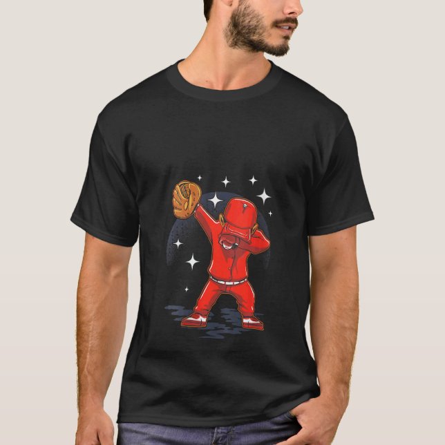 Womens Dabbing Baseball Player Catcher Pitcher Bat T-Shirt (Front)