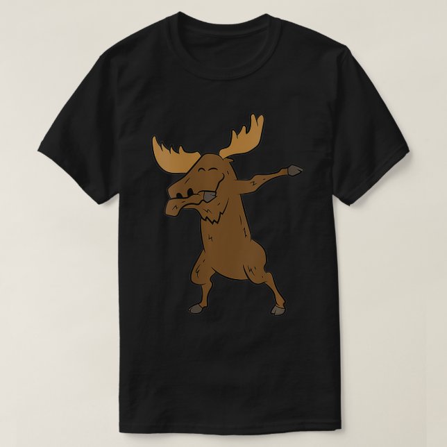 Womens Dabbing Moose Cute Dancing Moose VNeck  T-Shirt (Design Front)