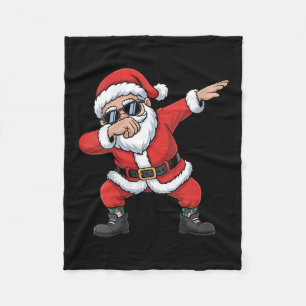 Womens Dabbing Santa Claus Christmas Tree Lights X Fleece Blanket