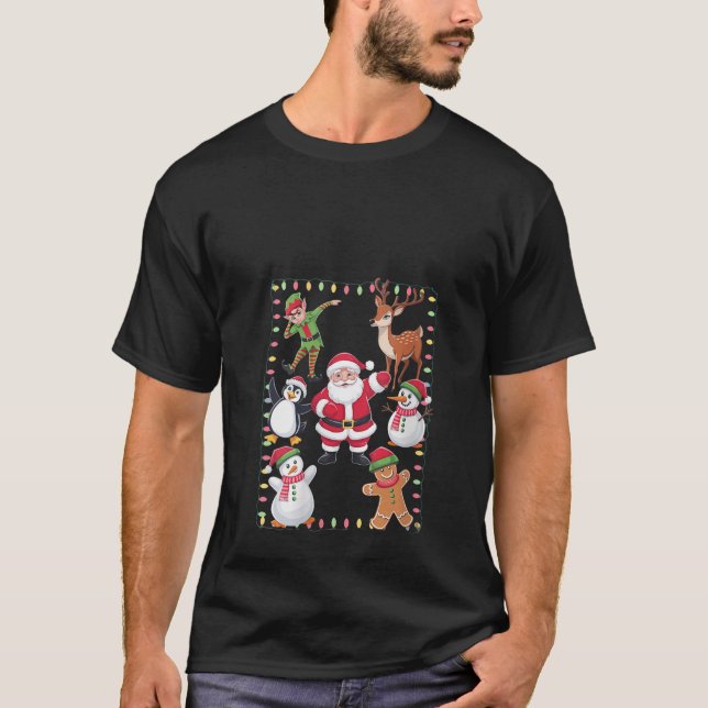 Womens Dabbing Santa Elf Friends Christmas Squad P T-Shirt (Front)