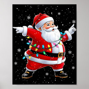 Womens Dabbing Santa Xmas Dancing Girls Boys Kids Poster