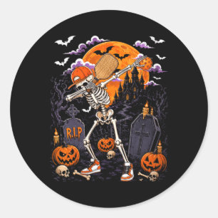 Womens Dabbing Skeleton Halloween Costume Classic Round Sticker