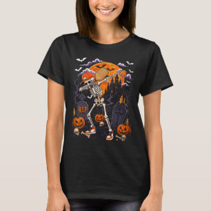 Womens Dabbing Skeleton Halloween Costume T-Shirt
