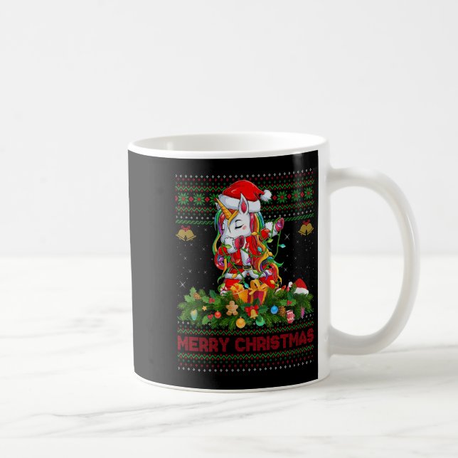 Womens Dabbing Unicorn Ugly Christmas Sweaters Fun Coffee Mug (Right)