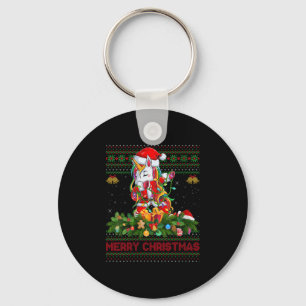 Womens Dabbing Unicorn Ugly Christmas Sweaters Fun Key Ring