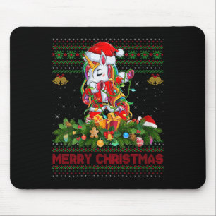 Womens Dabbing Unicorn Ugly Christmas Sweaters Fun Mouse Mat