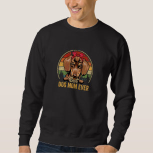 Womens Dachshund Best Dog Mum Ever Retro Mum Moth Sweatshirt